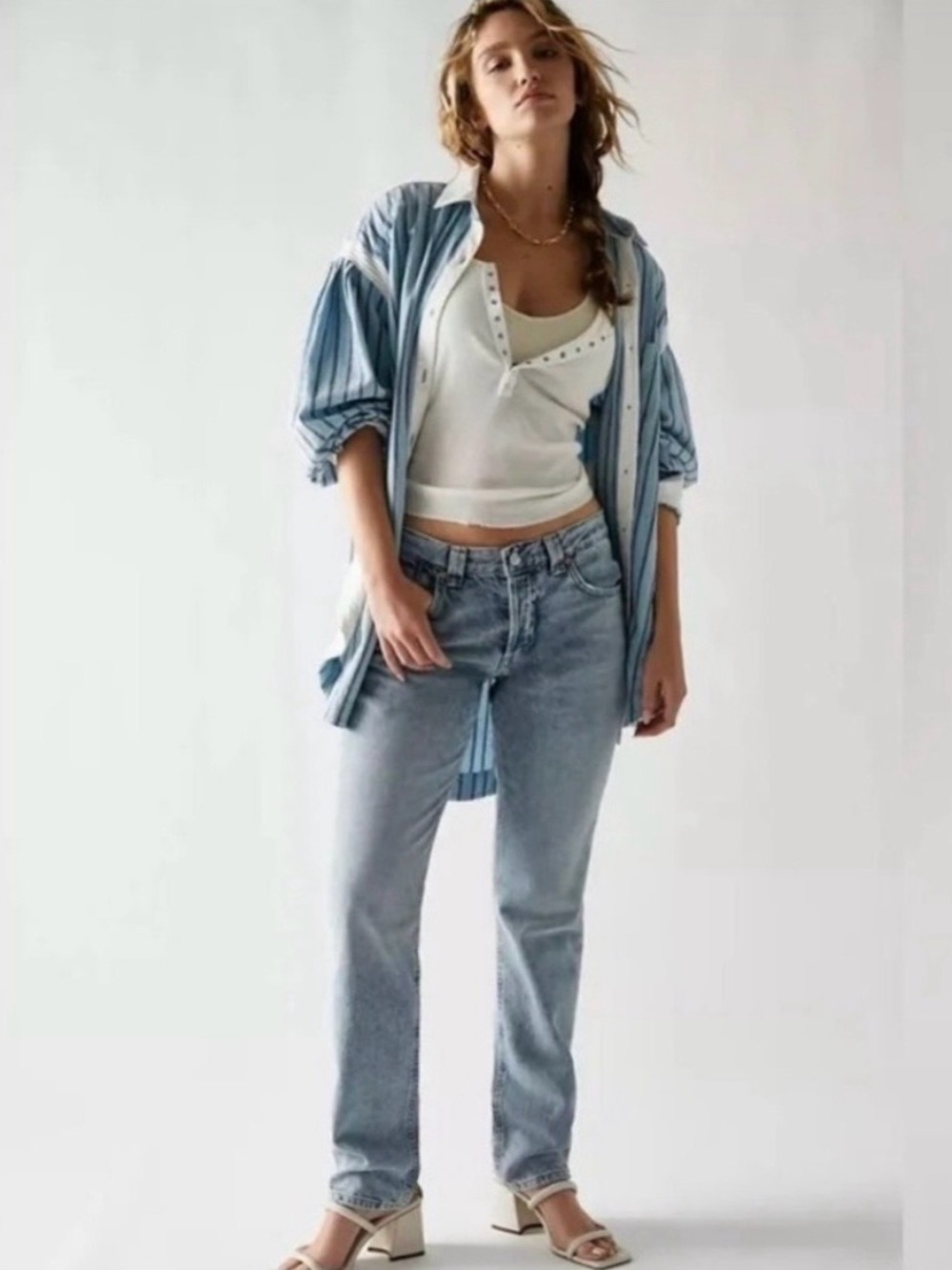 We The Free CRVY Siren low rise straight leg Blue Jeans 34